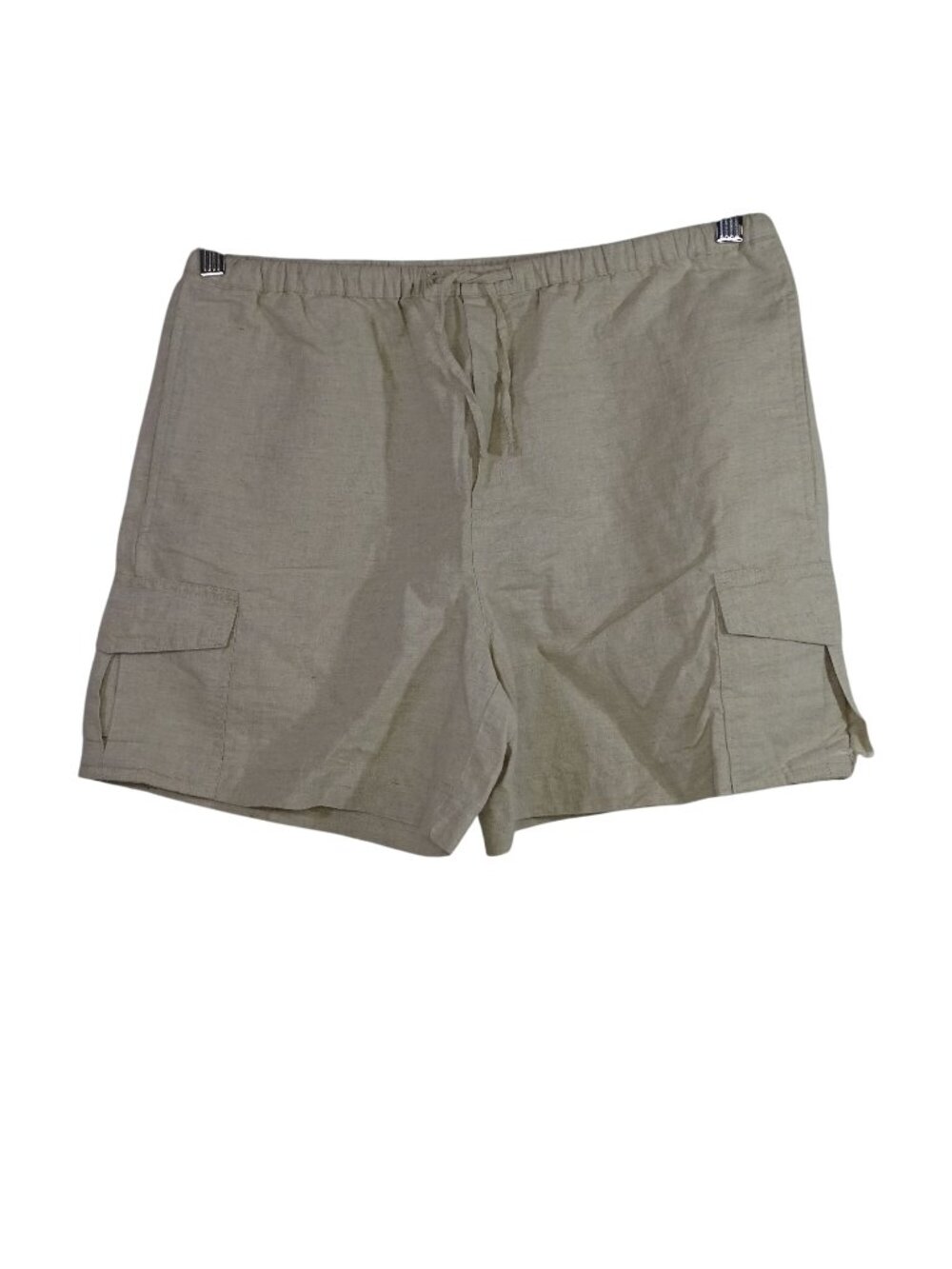GH Bass Linen Cargo Shorts Size S Tan Pull-on Elastic Waist Vintage 90s Y2K FLAW